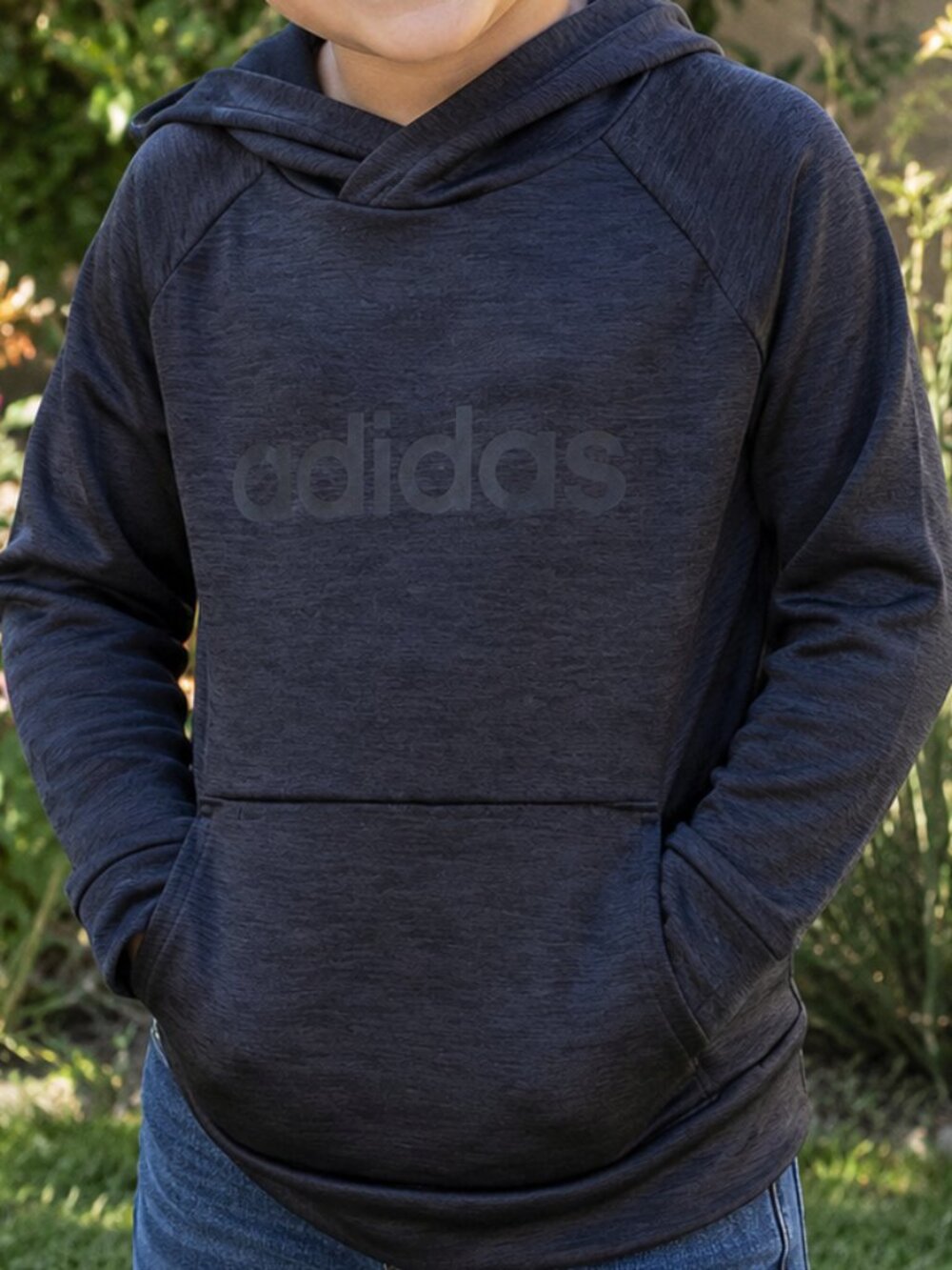 Adidas Push It Dark Gray Metallic Hoodie Youth Size Small Athletic Pullover Unis